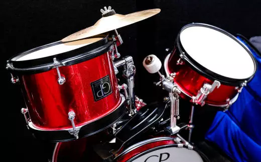 Granite Percussion - Junior 3-Piece Drum Kit (16,10,SD) with Cymbals and Hardware - Metallic Red 2